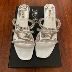 Badgley Mischka Zofia Silver Crystal Wedge Slide 7